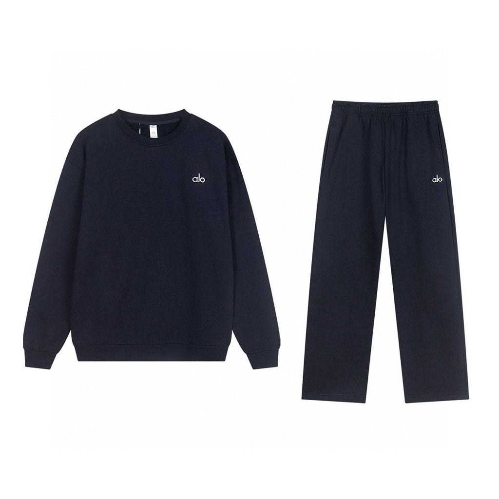 alo Small Logo Crewneck Sweatshirt & Sweatpants Matching Set — front