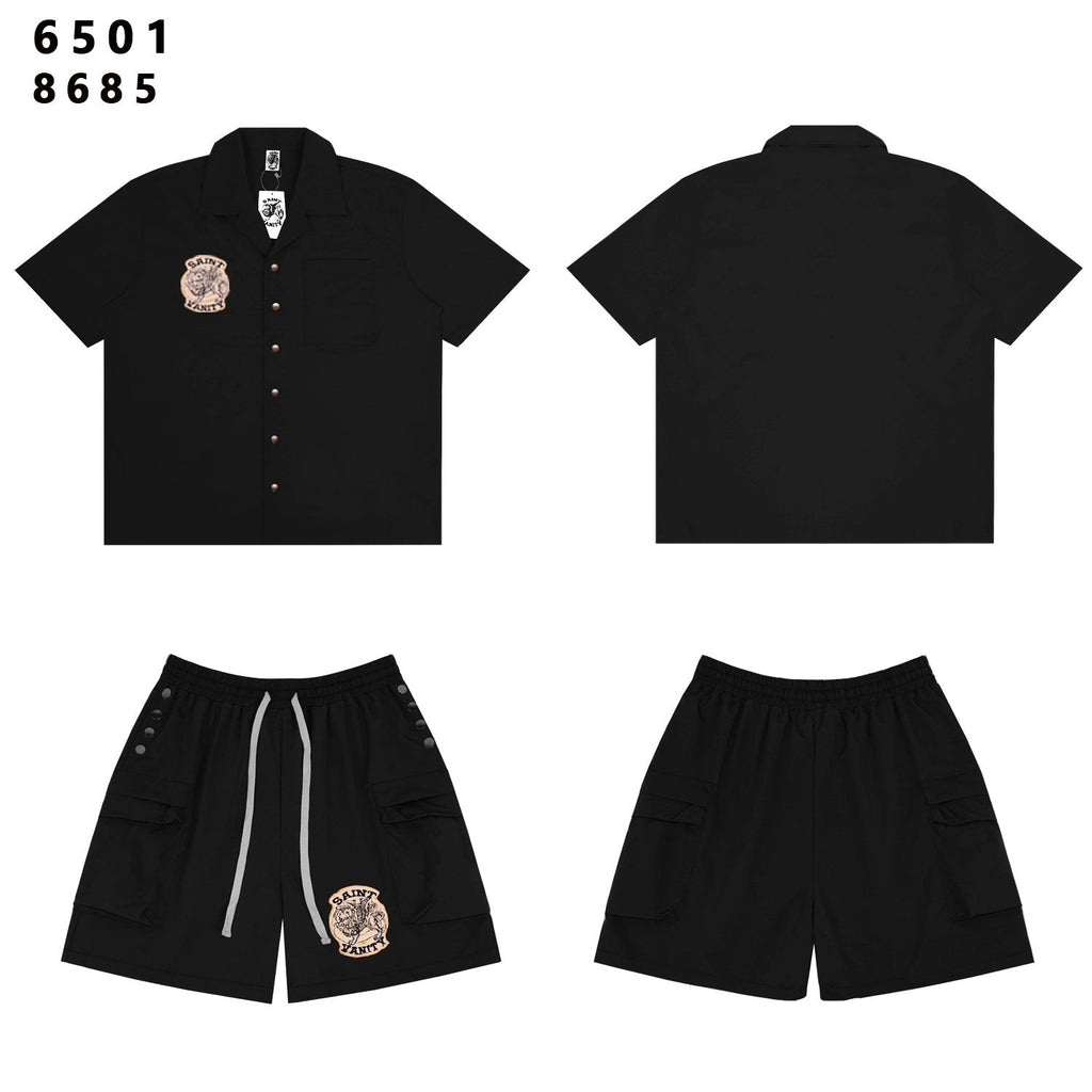 SAINT Tiger Patch Camp-Collar Shirt & Shorts Set — hero