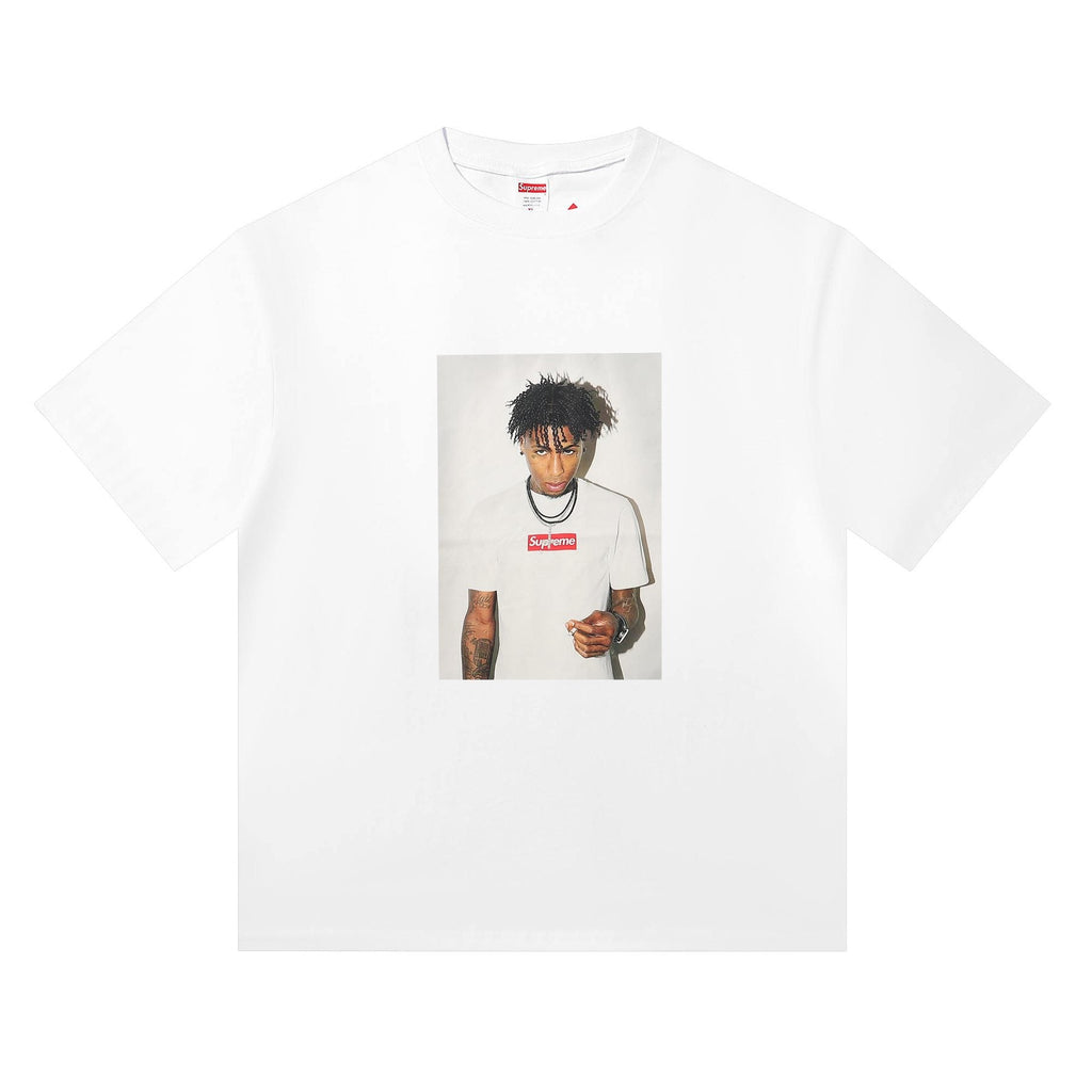 Supreme Rapper Portrait Graphic Short-Sleeve T-Shirt — front