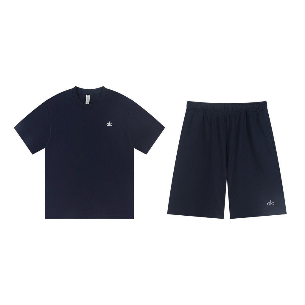 alo Solid Logo T-Shirt & Shorts Set — front