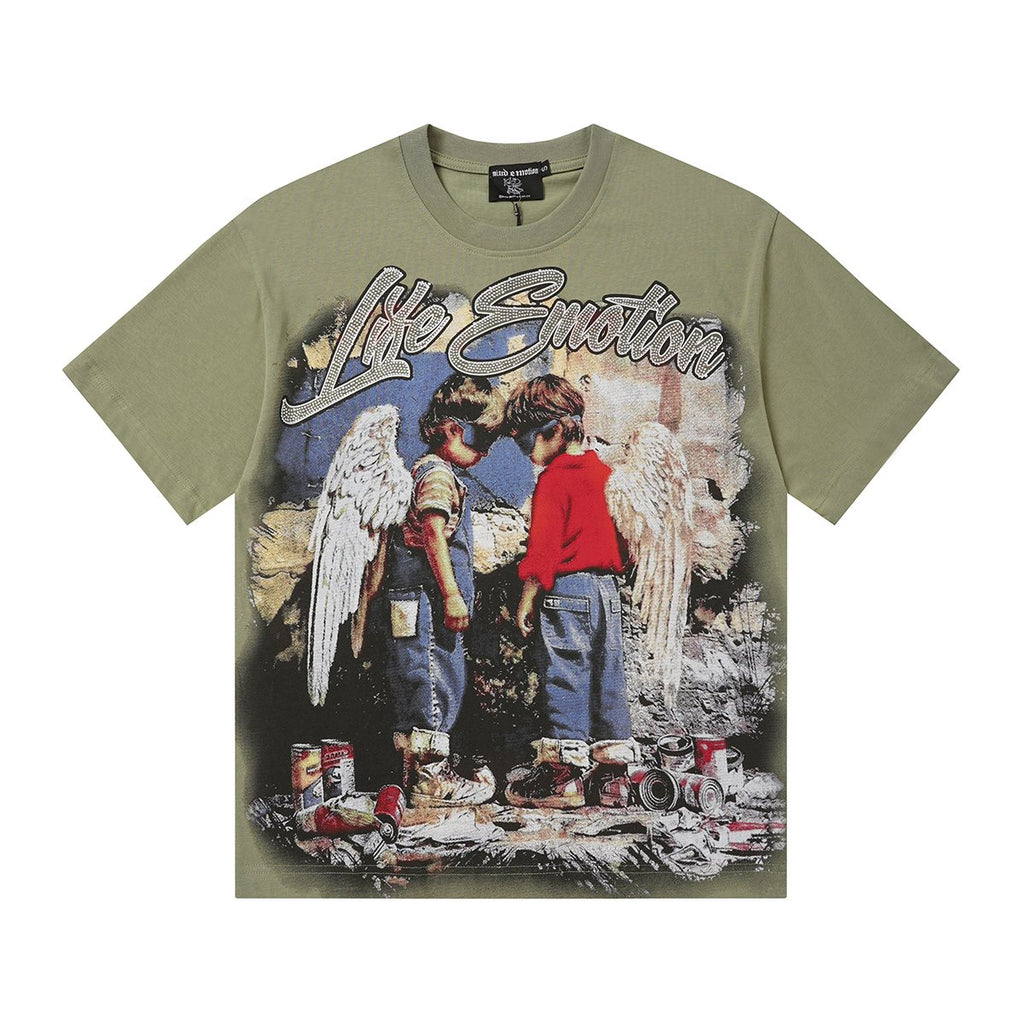 MIXED EMOTION Rhinestone Graphic T-Shirt — front
