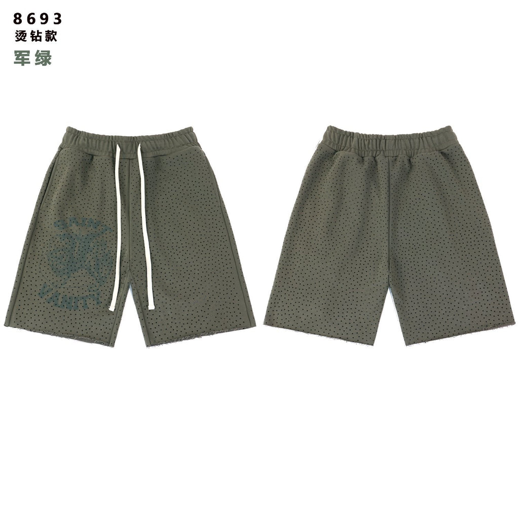 SAINT Vanity Rhinestone Drawstring Shorts — front
